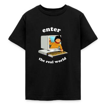 entrer dans le monde réel - T-shirt Ado - noir - Devant - AI Model Teenager Male light (155cm)