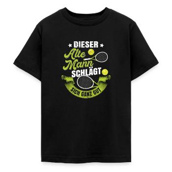 Suche Gegner keine Opfer Tennis Retro - Teenager T-Shirt - Schwarz - Vorne - AI Model Teenager Male light (155cm)