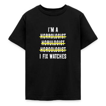 Horloger horloger - T-shirt Ado - noir - Devant - AI Model Teenager Male light (155cm)