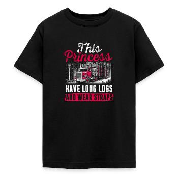Log Truck Driver Timber Lorry Funny Logging Truck - Teenage T-Shirt - black - Front - AI Model Teenager Male light (155cm)