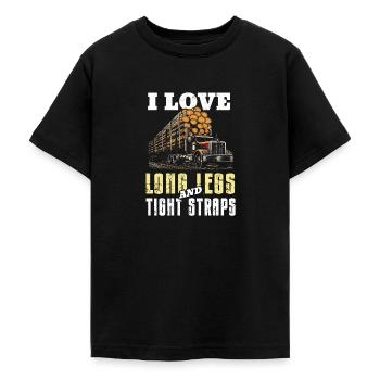 Log Truck Driver Timber Lorry Funny Logging Truck - Teenage T-Shirt - black - Front - AI Model Teenager Male light (155cm)