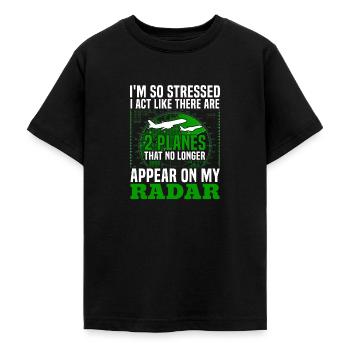 Air traffic controller - Teenage T-Shirt - black - Front - AI Model Teenager Male light (155cm)