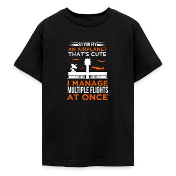 Air traffic controller - Teenage T-Shirt - black - Front - AI Model Teenager Male light (155cm)