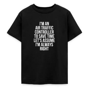 Air traffic controller - Teenage T-Shirt - black - Front - AI Model Teenager Male light (155cm)