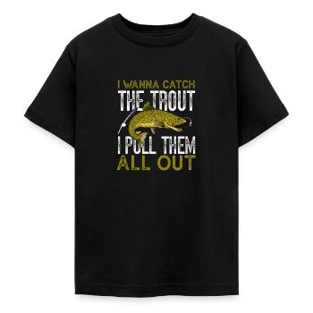 Trout Fishing - Teenage T-Shirt - black - Front - AI Model Teenager Male light (155cm)