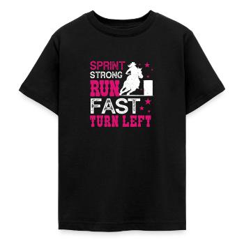 Barrel Racing barrel racer girl - Teenage T-Shirt - black - Front - AI Model Teenager Male light (155cm)