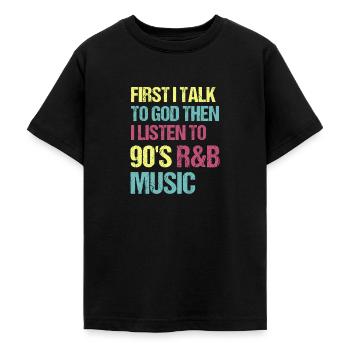 Artiste R&B des années 90 Drôle R and B - T-shirt Ado - noir - Devant - AI Model Teenager Male light (155cm)
