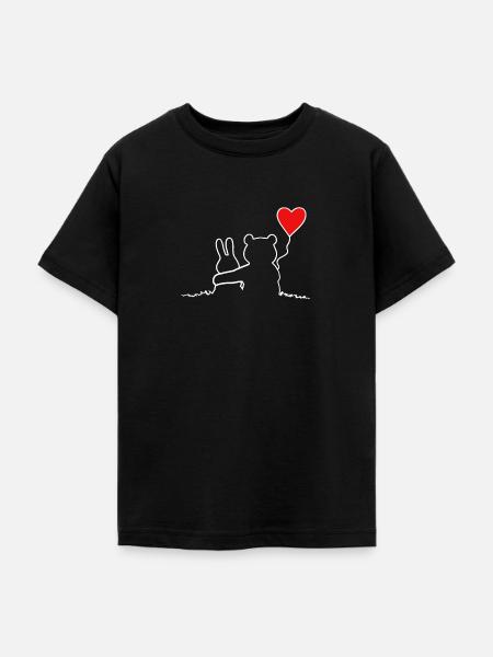 Hase und Bär Verliebte Paare Liebesbeweis - Teenager T-Shirt - Schwarz