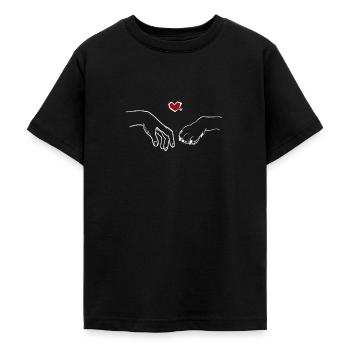 Dog Paw Heart Sweet Dog Mom - Teenage T-Shirt - black - Front - AI Model Teenager Male light (155cm)