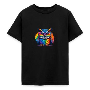 Eule, LGTB,Regenbogen, Sonnenbrille, bunt - Teenager T-Shirt - Schwarz - Vorne - AI Model Teenager Male light (155cm)