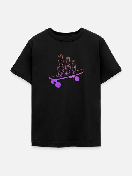 Skateboard Erdmännchen Skater Skateboarding - Teenager T-Shirt - Schwarz