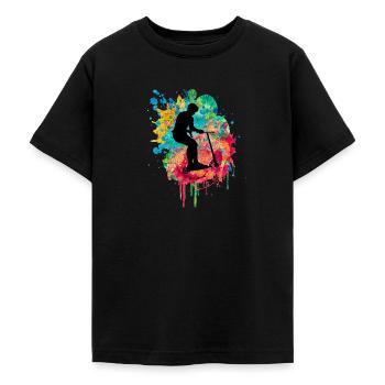 stuntscooter kickscooter scooter kick scooter eroller - Teenage T-Shirt - black - Front - AI Model Teenager Male light (155cm)