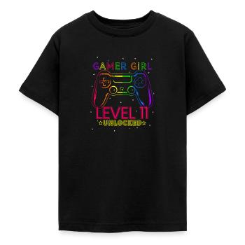 Gamer Girl Level 11 Unlocked Gaming Birthday Gift - Teenager T-Shirt - Schwarz - Vorne - AI Model Teenager Male light (155cm)