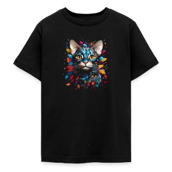 Chat du Bengale - T-shirt Ado - noir - Devant - AI Model Teenager Male light (155cm)