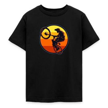 Mountainbike MTB Fahrradfahren - Teenager T-Shirt - Schwarz - Vorne - AI Model Teenager Male light (155cm)