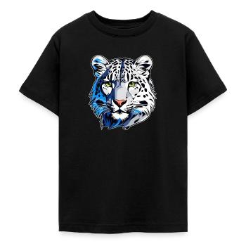 Mystisches Motiv geheimnisvoller Schneeleopard - Teenager T-Shirt - Schwarz - Vorne - AI Model Teenager Male light (155cm)