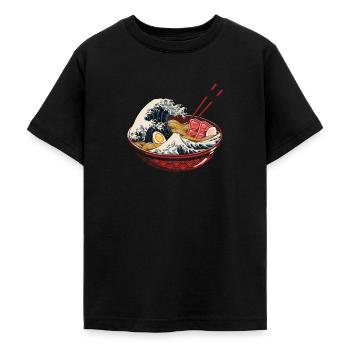Ramen Schale Welle - T-shirt Ado - noir - Devant - AI Model Teenager Male light (155cm)