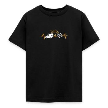 Pickup Wohnkabine Camping Herzschlag mit Hund - Teenager T-Shirt - Schwarz - Vorne - AI Model Teenager Male light (155cm)