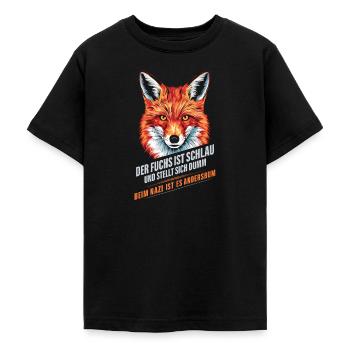Renard malin contre l’extrémisme de droite - T-shirt Ado - noir - Devant - AI Model Teenager Male light (155cm)