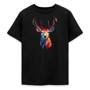Hirschkopf im Low Polygon Stil - Teenager T-Shirt - Schwarz - Vorne - AI Model Teenager Male light (155cm)