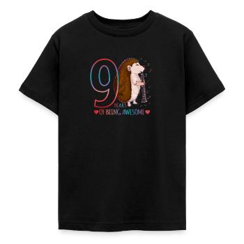 Igel spielt flöte - Igel 9. Geburtstag - Teenager T-Shirt - Schwarz - Vorne - AI Model Teenager Male light (155cm)