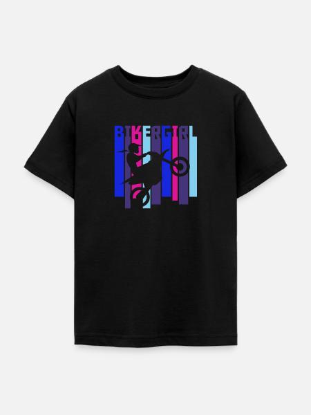 Bikergirl Wheelie Biker-Girl Motocross Biker Girl - Teenager T-Shirt - Schwarz