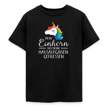 Mein Einhorn Hat Meine Hausaufgaben Gefressen - Teenager T-Shirt - Schwarz - Vorne - AI Model Teenager Male light (155cm)