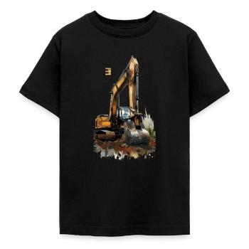 Excavator 3 Birthday 3 Years - Teenage T-Shirt - black - Front - AI Model Teenager Male light (155cm)