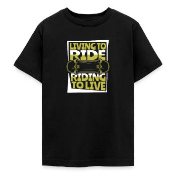 Living To Ride Riding To Live Skaterboy Skatepark - Teenager T-Shirt - Schwarz - Vorne - AI Model Teenager Male light (155cm)