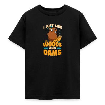 I Just Like Woods And Dams Castor Canadensis - Teenage T-Shirt - black - Front - AI Model Teenager Male light (155cm)