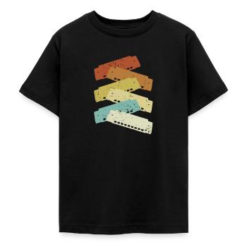 Retro Harmonist Harmonicist Mundharmonika - Teenager T-Shirt - Schwarz - Vorne - AI Model Teenager Male light (155cm)