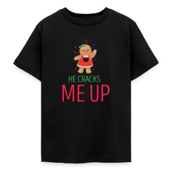 He Cracks Me Up Funny Gingerbread Christmas - Teenager T-Shirt - Schwarz - Vorne - AI Model Teenager Male light (155cm)