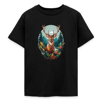 Hirsch - Teenager T-Shirt - Schwarz - Vorne - AI Model Teenager Male light (155cm)