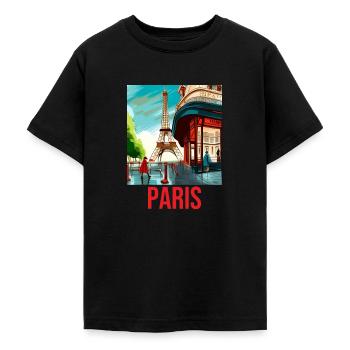Traditional Paris T-Shirt Souvenir - Teenage T-Shirt - black - Front - AI Model Teenager Male light (155cm)