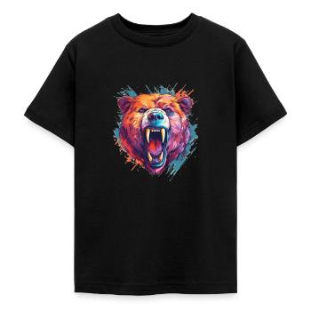 roaring bear - Teenage T-Shirt - black - Front - AI Model Teenager Male light (155cm)