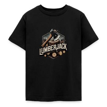 Lumberjacks chopping wood as foresters - Teenage T-Shirt - black - Front - AI Model Teenager Male light (155cm)