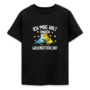 Ich mag halt Wellensittiche Welli - Teenager T-Shirt - Schwarz - Vorne - AI Model Teenager Male light (155cm)