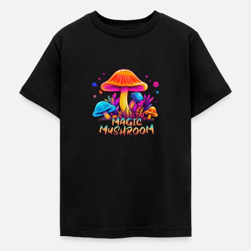 Champignon Magique Coloré - T-shirt Ado - noir