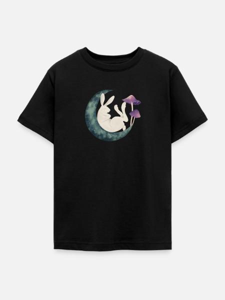 Kaninchen auf dem Mond - Teenager T-Shirt - Schwarz