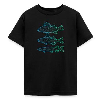 Raubfisch Angeln Polygon Barsch Zander Hecht - Teenager T-Shirt - Schwarz - Vorne - AI Model Teenager Male light (155cm)