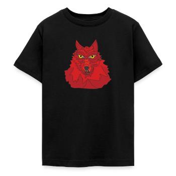 Loup rouge - T-shirt Ado - noir - Devant - AI Model Teenager Male light (155cm)