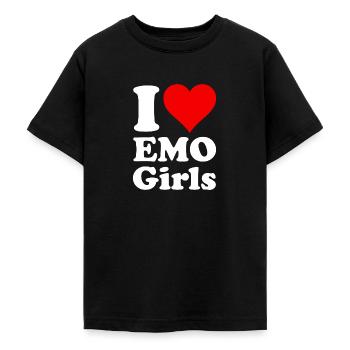 JEG ELSKER HJERTE EMO PIGER - Teenager-T-shirt - sort - Foran - AI Model Teenager Male light (155cm)