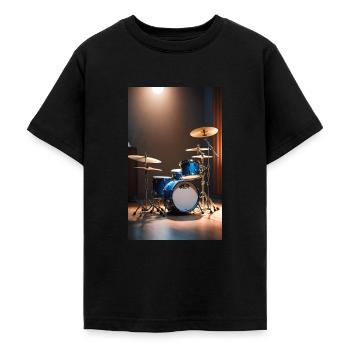 Drums | Drummer | Musicians | Band - Teenage T-Shirt - black - Front - AI Model Teenager Male light (155cm)