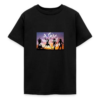 A girl's best friend is the equal pay - Teenage T-Shirt - black - Front - AI Model Teenager Male light (155cm)