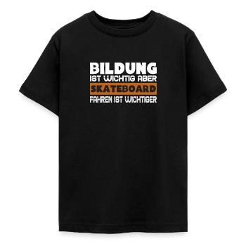 Skateboard fahren ist wichtiger als Bildung - Teenager T-Shirt - Schwarz - Vorne - AI Model Teenager Male light (155cm)