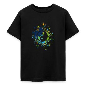 Yin Yang Symbol Color Splash - Teenage T-Shirt - black - Front - AI Model Teenager Male light (155cm)