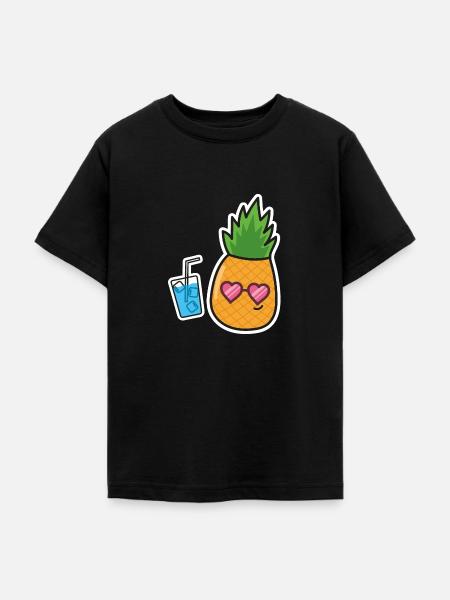 Ananas Urlaub Sommerzeit - Teenager T-Shirt - Schwarz