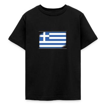 Griechenland Flagge Hellas Athen Griechische Fahne - Teenager T-Shirt - Schwarz - Vorne - AI Model Teenager Male light (155cm)