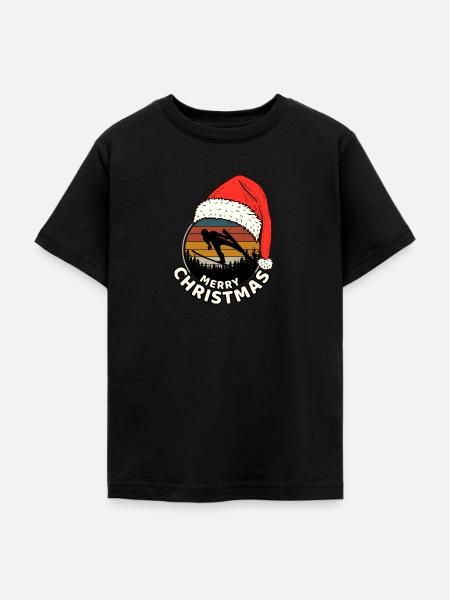 Weihnachts-T-Shirt mit Skisprung-Motiv - Teenager T-Shirt - Schwarz