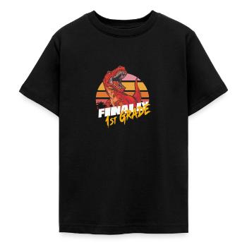 Finally 1st Grade, First Grader - Teenage T-Shirt - black - Front - AI Model Teenager Male light (155cm)